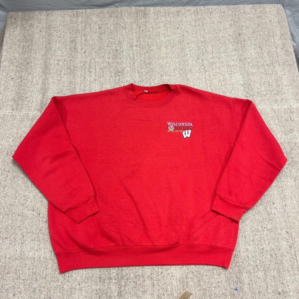 Vintage Wisconsin‎ Football Sweatshirt Mens XXL Red 2000s Rose Bowl NCAA